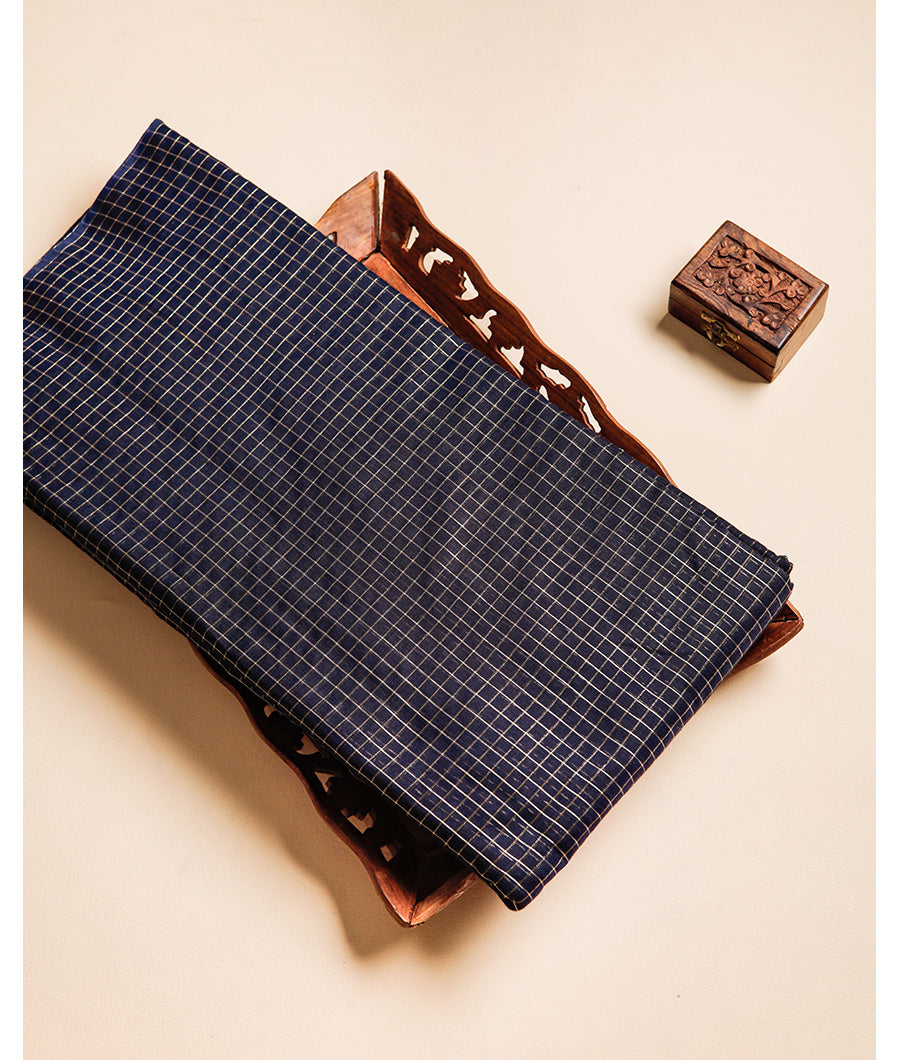 CHANDERI CHECKS GOLD LUREX FABRIC