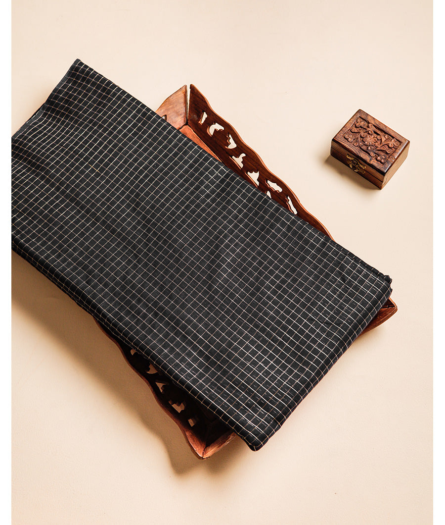 CHANDERI CHECKS GOLD LUREX FABRIC