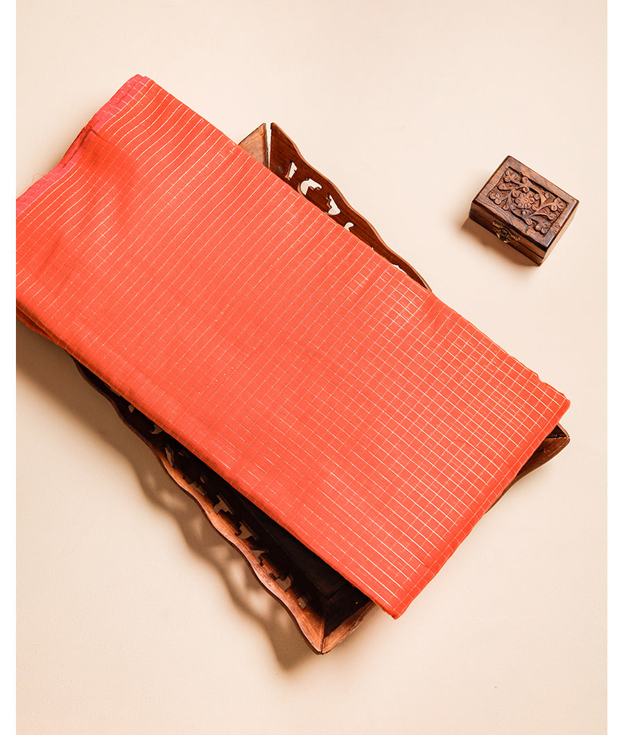 CHANDERI CHECKS GOLD LUREX FABRIC