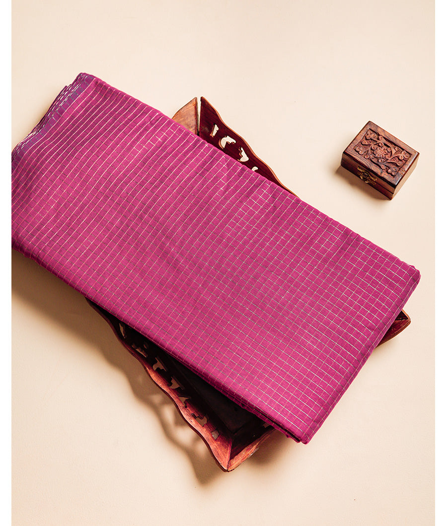 CHANDERI CHECKS GOLD LUREX FABRIC