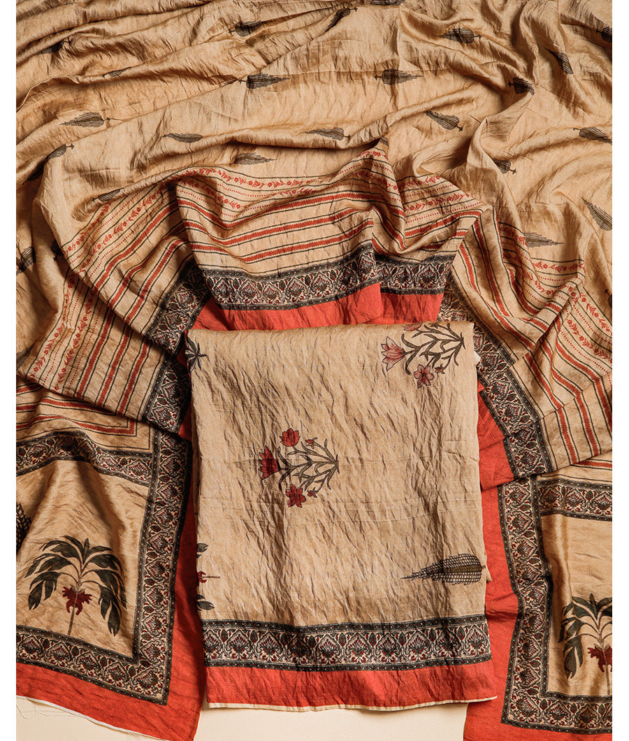 MOGRA CHANDERI MUGHAL PRINT SUIT SET