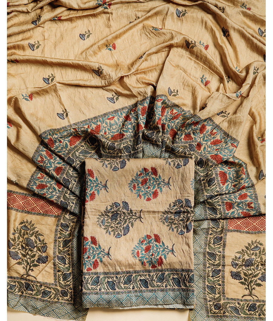 MOGRA CHANDERI MUGHAL PRINT SUIT SET