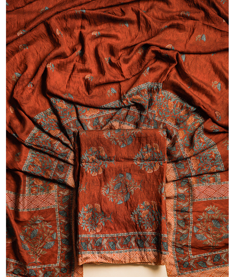 MOGRA CHANDERI MUGHAL PRINT SUIT SET