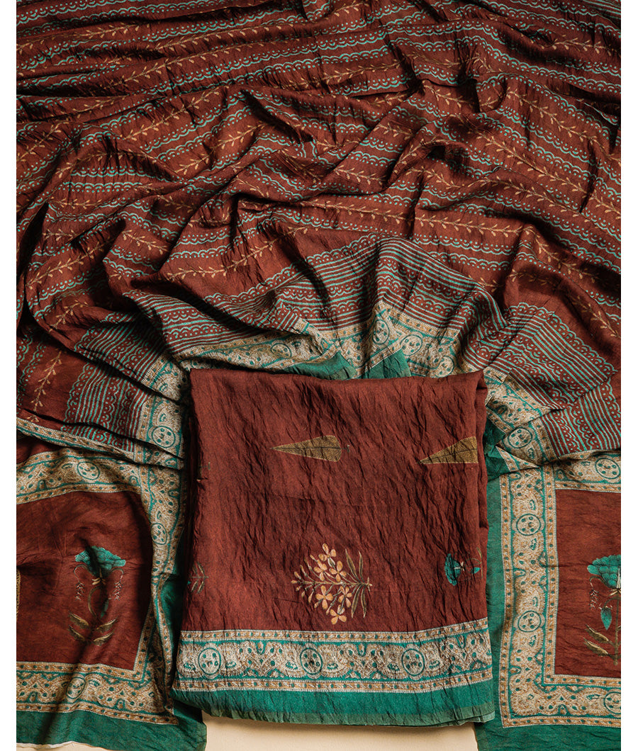MOGRA CHANDERI MUGHAL PRINT SUIT SET