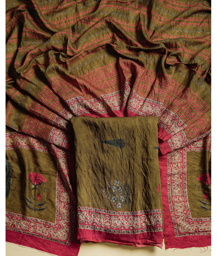 MOGRA CHANDERI MUGHAL PRINT SUIT SET