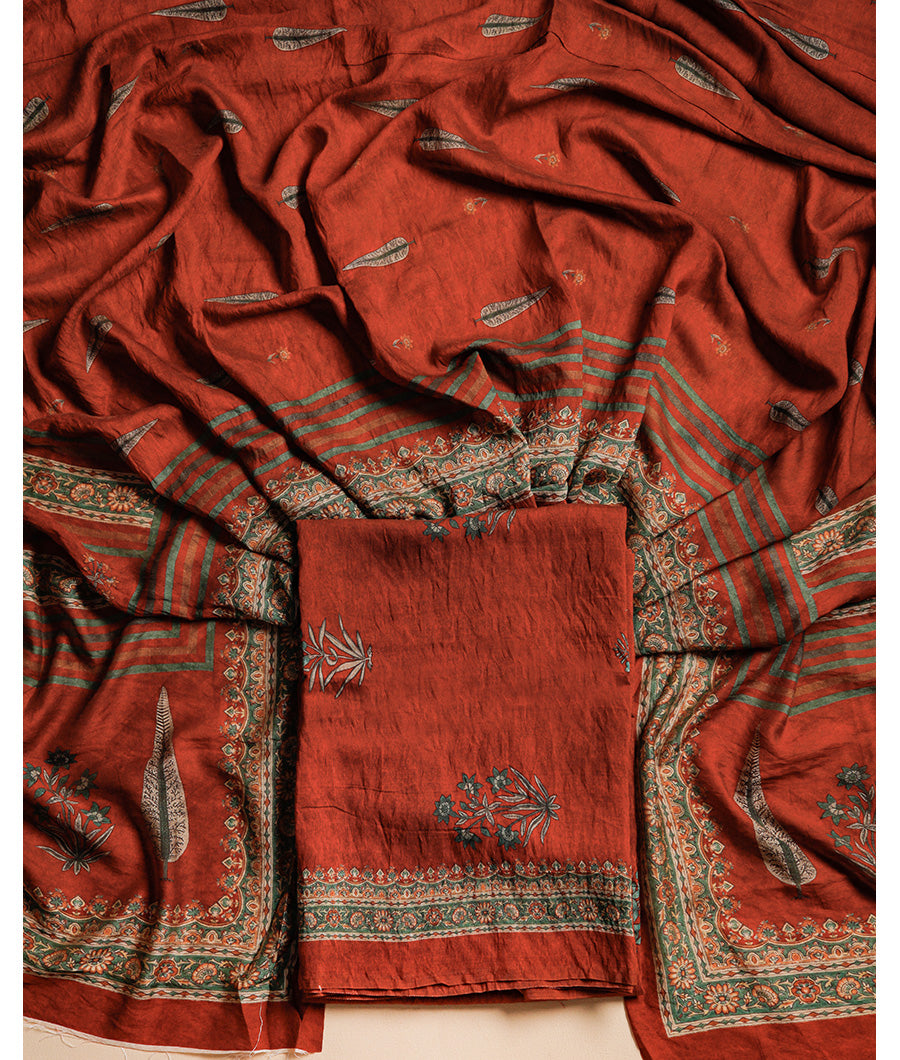 MOGRA CHANDERI MUGHAL PRINT SUIT SET