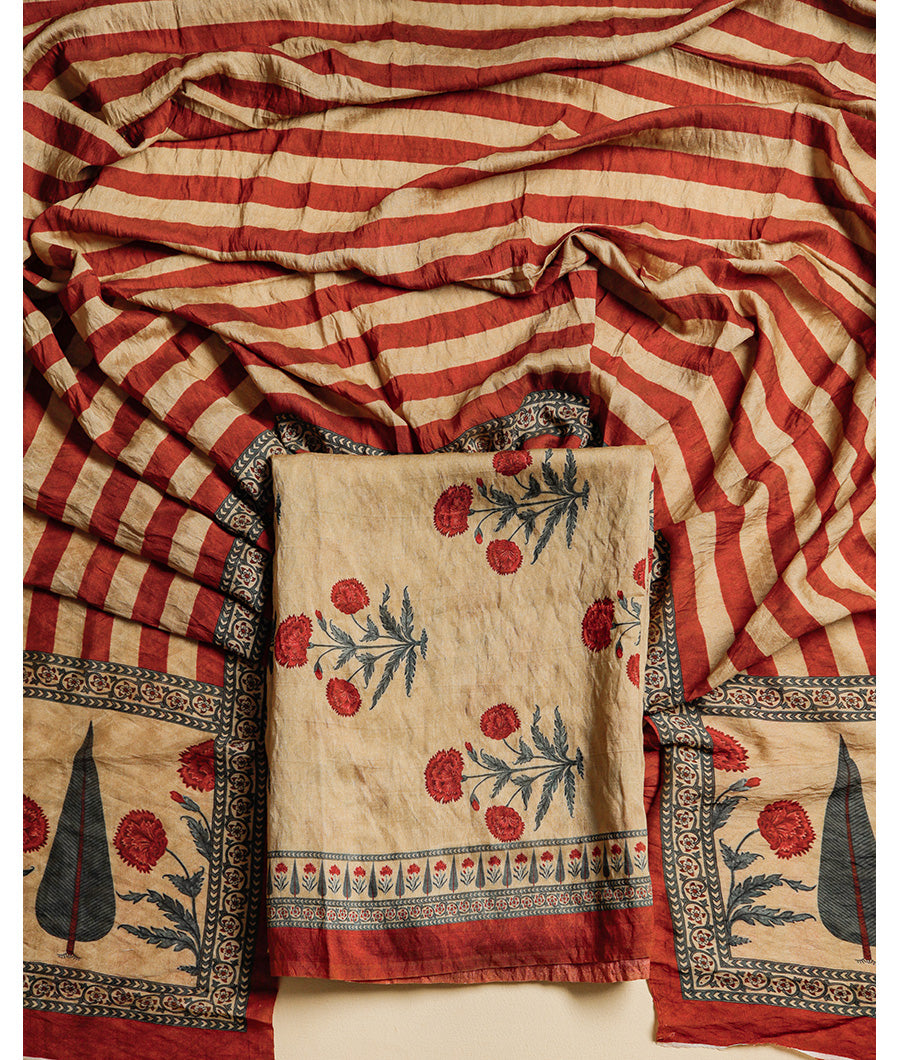 MOGRA CHANDERI MUGHAL PRINT SUIT SET