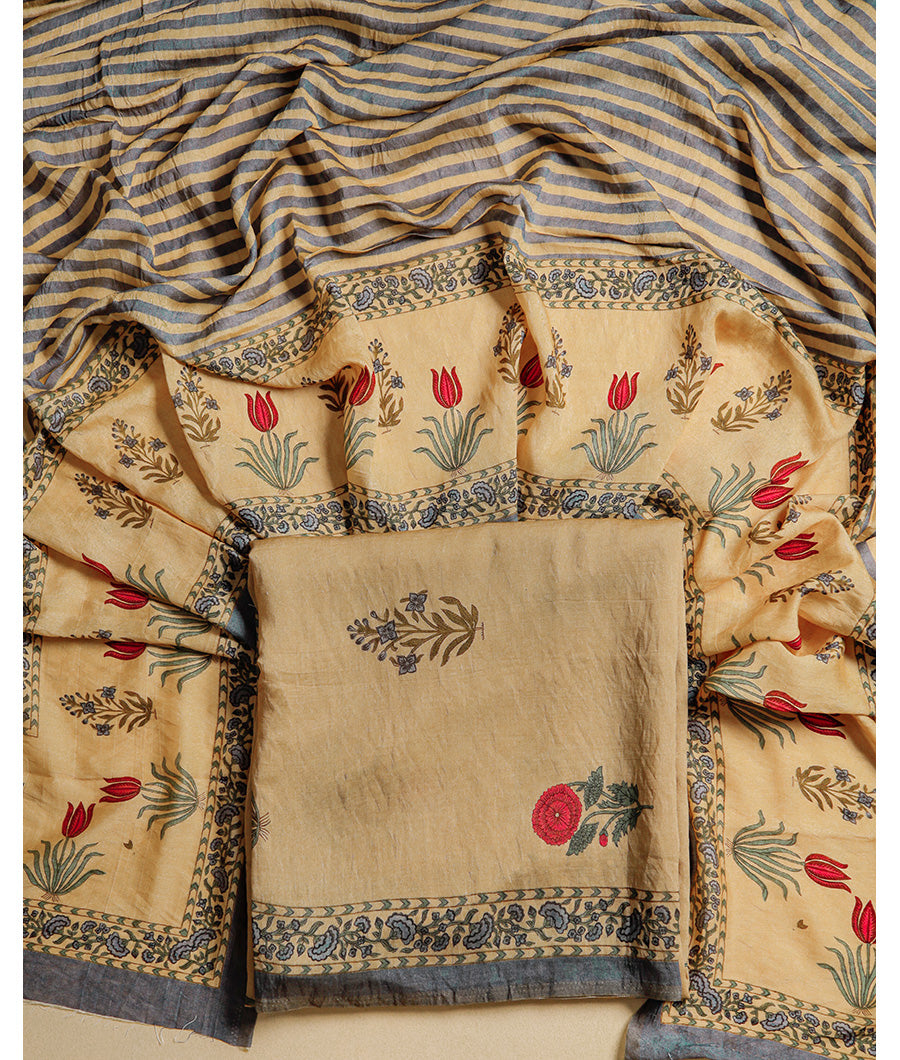 MOGRA CHANDERI MUGHAL PRINT SUIT SET
