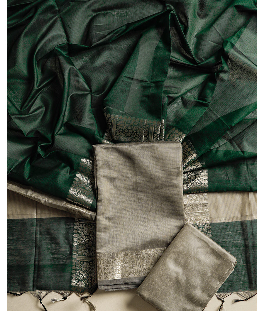 CHANDERI SILK MEENAKSHI BORDER SUIT SET