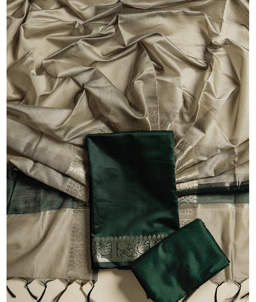CHANDERI SILK MEENAKSHI BORDER SUIT SET