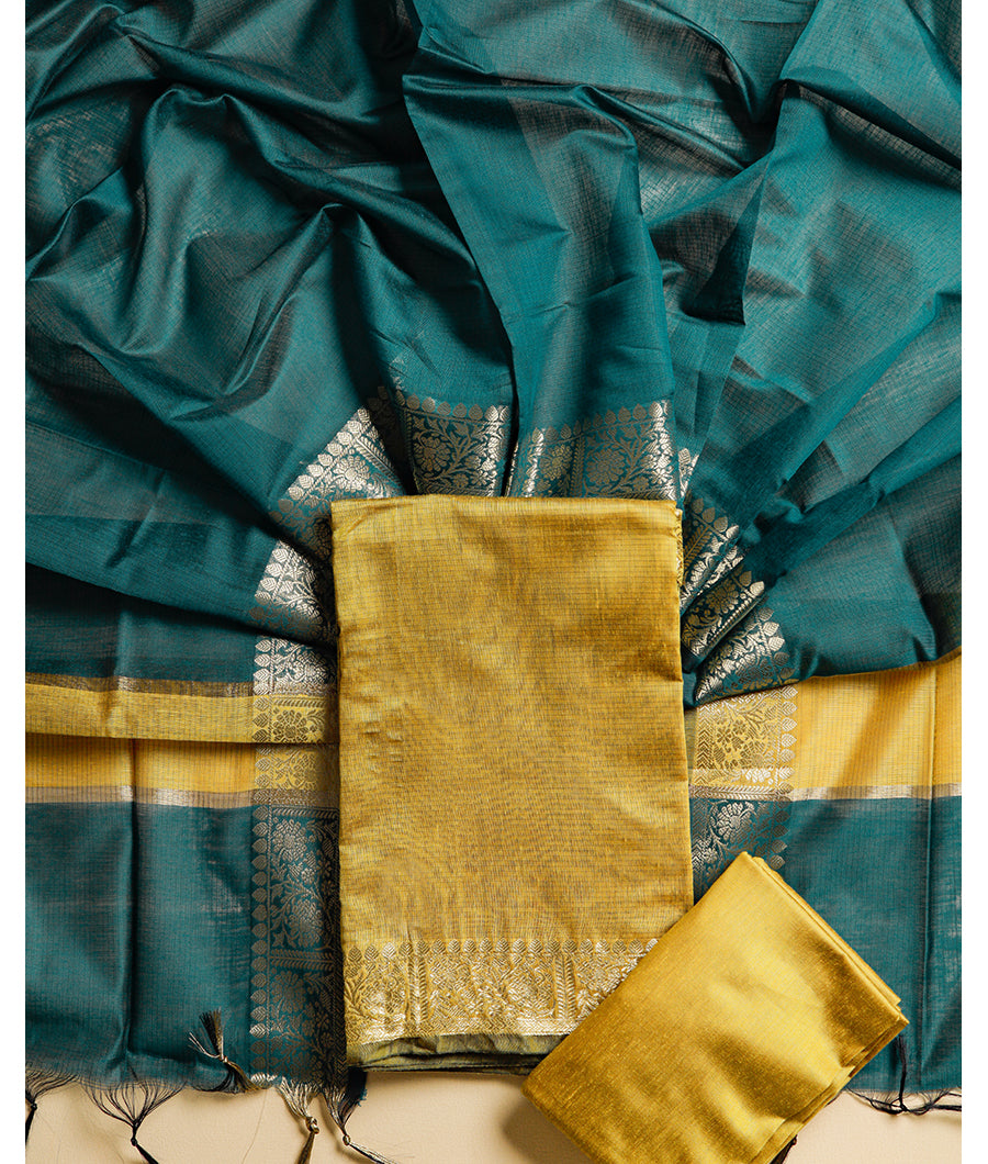 CHANDERI SILK MEENAKSHI BORDER SUIT SET