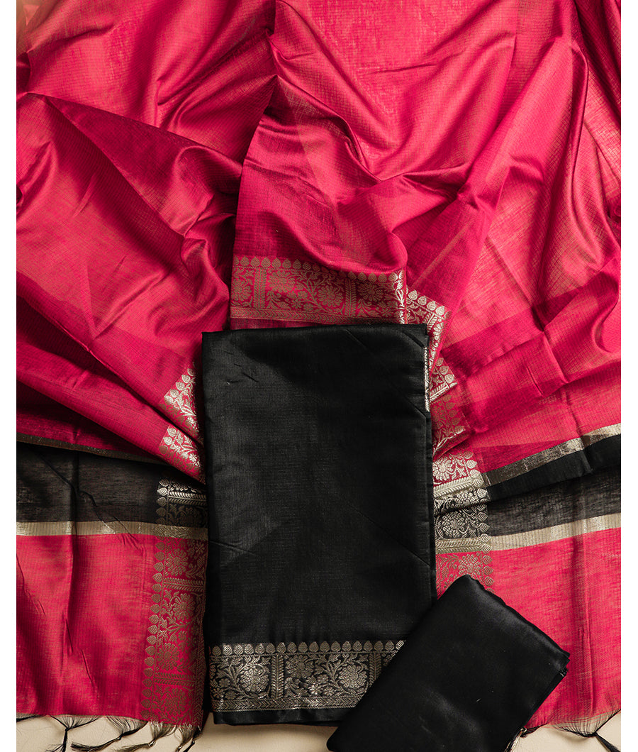 CHANDERI SILK MEENAKSHI BORDER SUIT SET