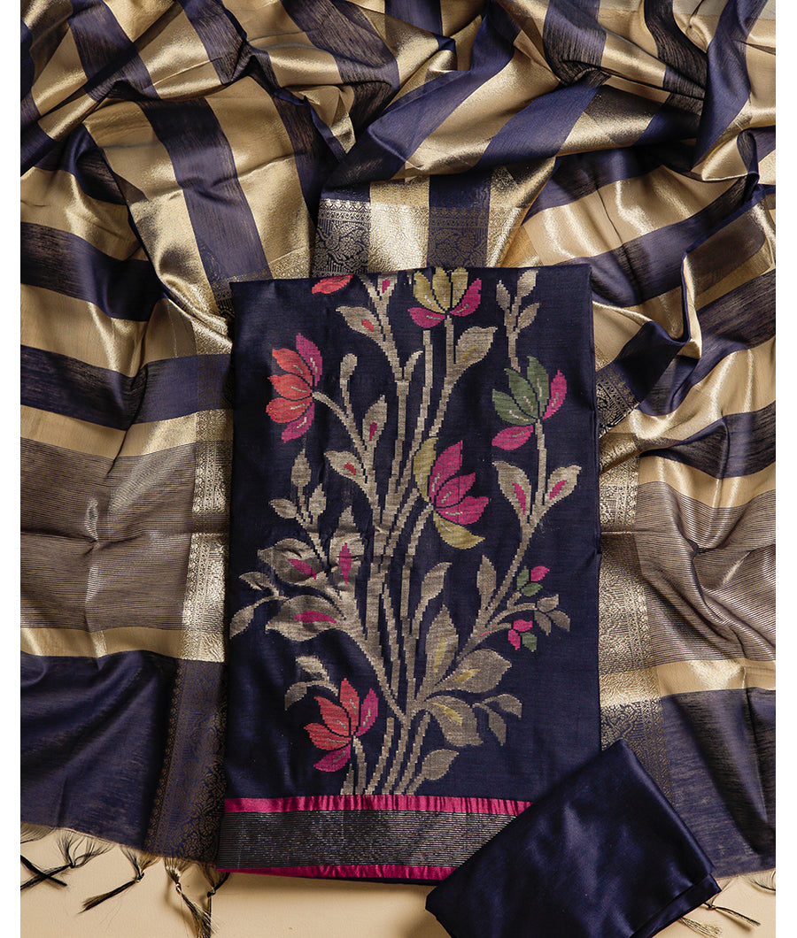 CHANDERI SILK JAMDHANI SUIT SET