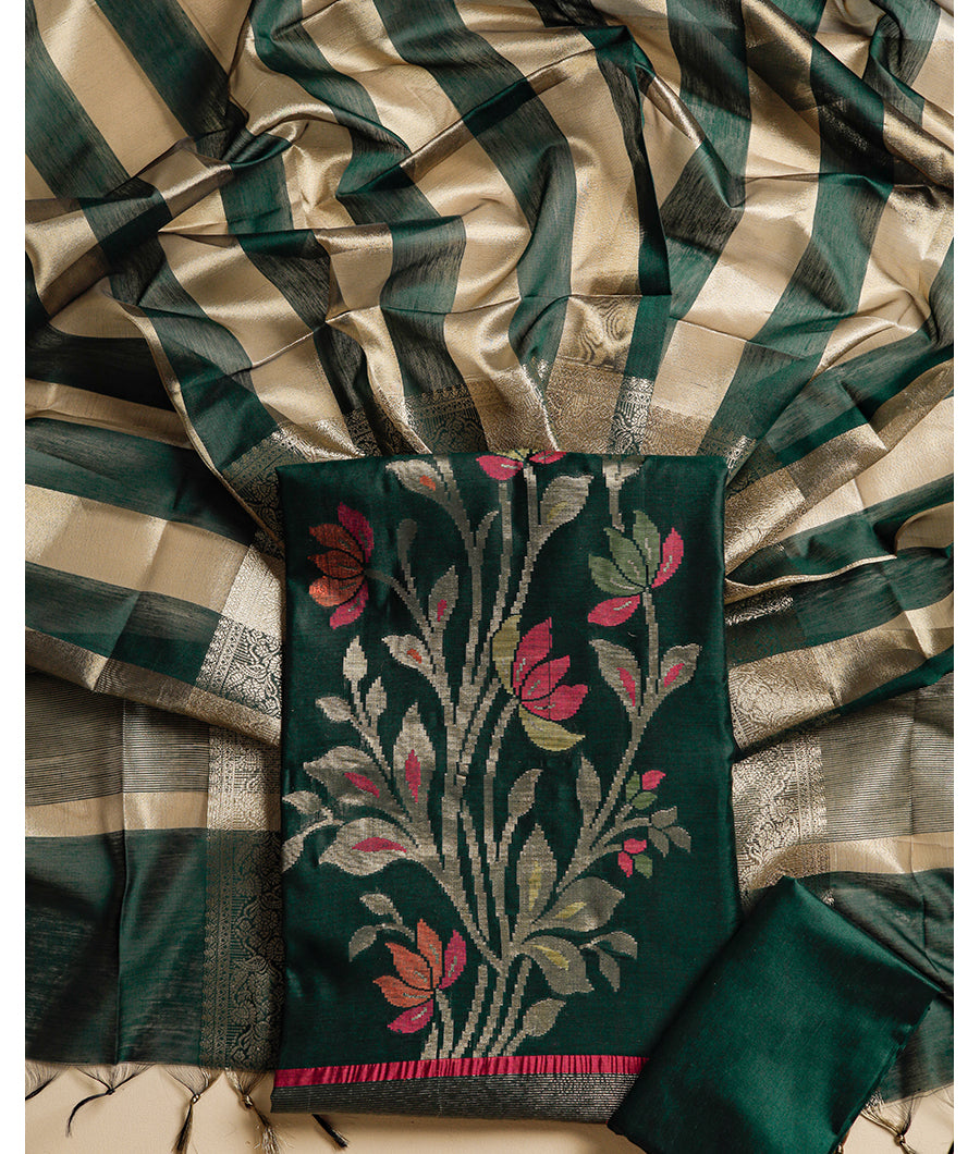 CHANDERI SILK JAMDHANI SUIT SET