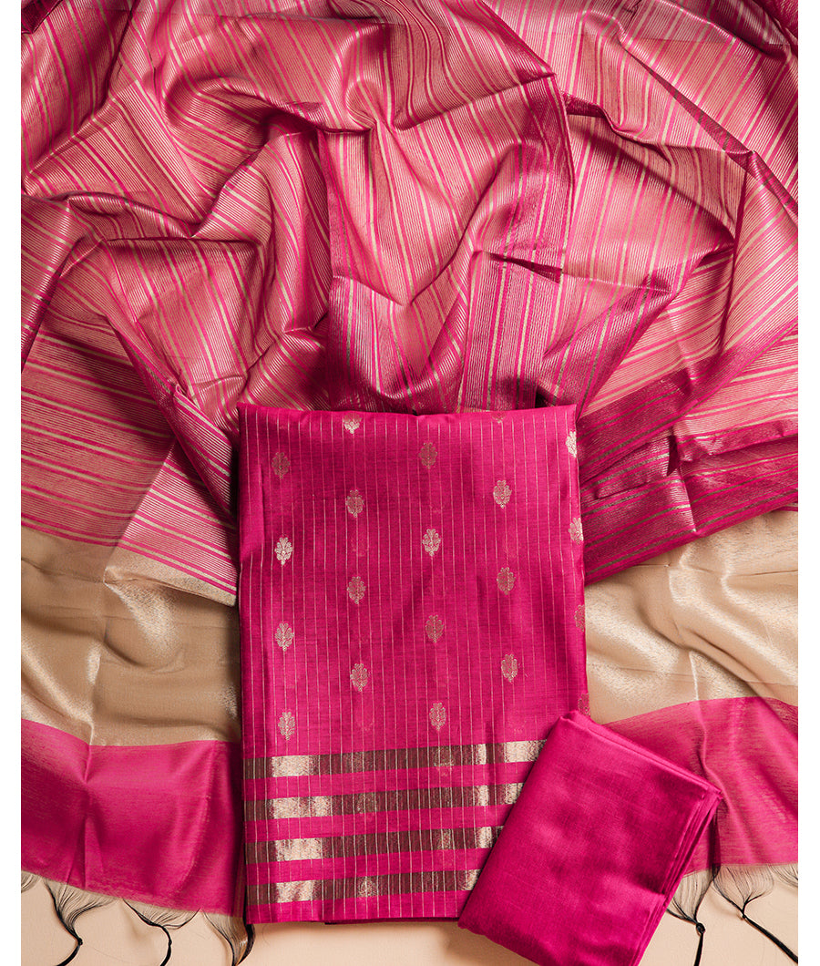 CHANDERI SILK WOVEN SUIT SET
