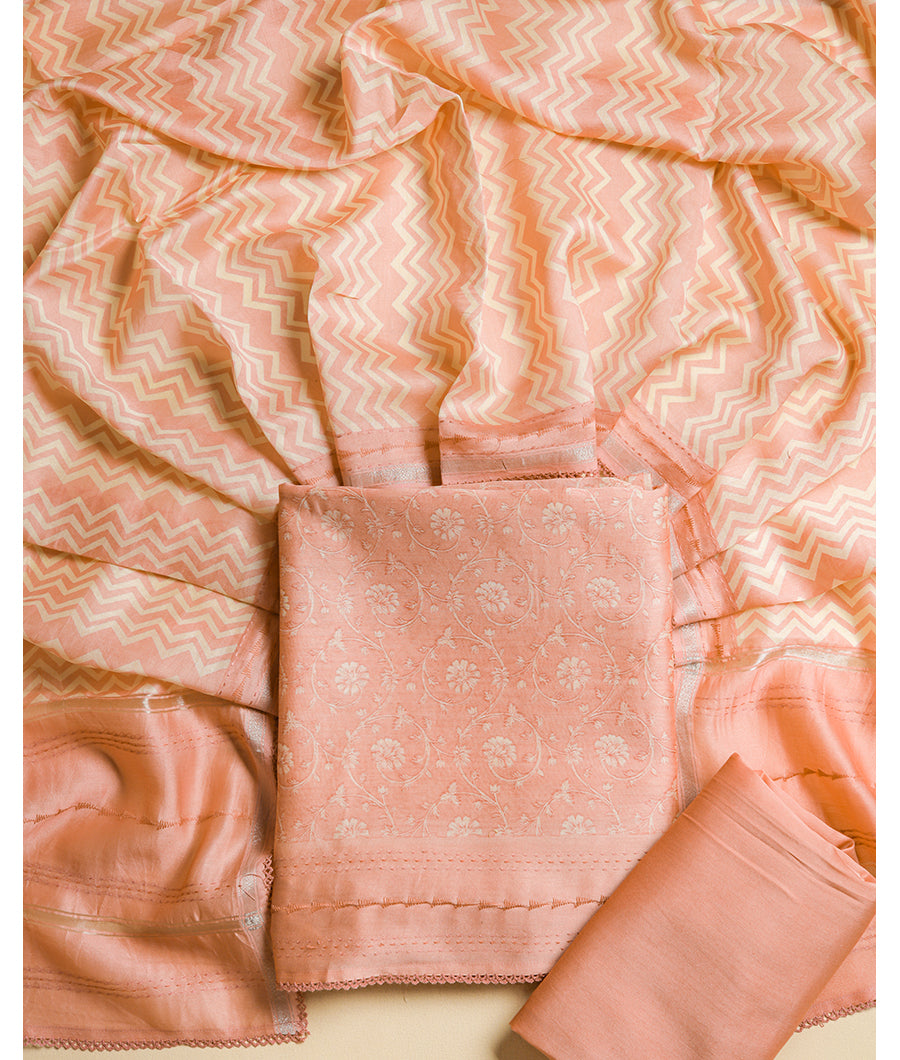 MALAI SILK CHANDERI PRINTED SUIT SET