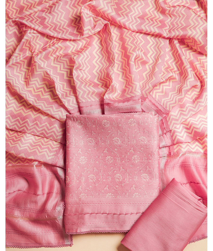 MALAI SILK CHANDERI PRINTED SUIT SET