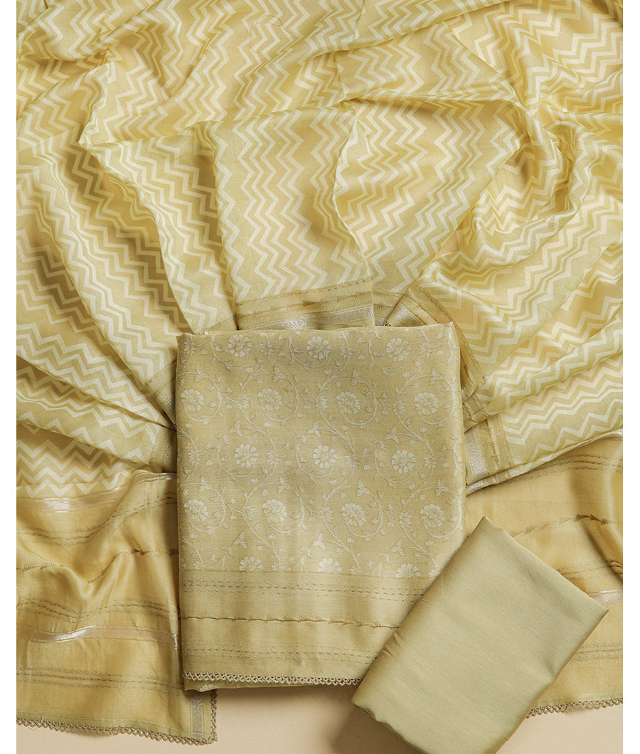MALAI SILK CHANDERI PRINTED SUIT SET