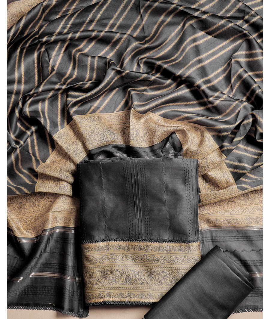 MALAI SILK CHANDERI PRINTED SUIT SET