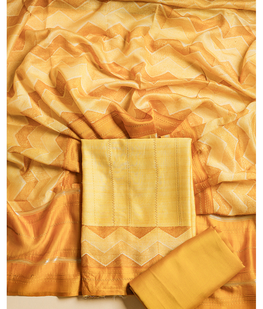MALAI SILK CHANDERI PRINTED SUIT SET