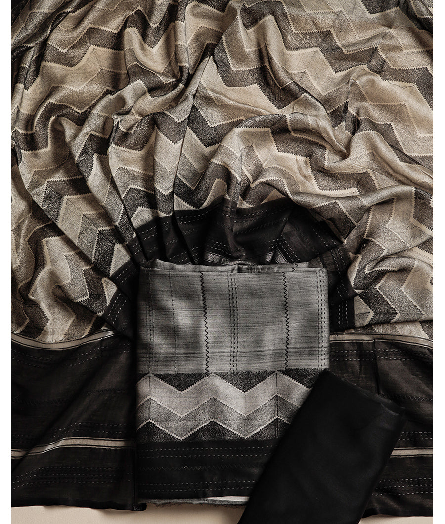 MALAI SILK CHANDERI PRINTED SUIT SET