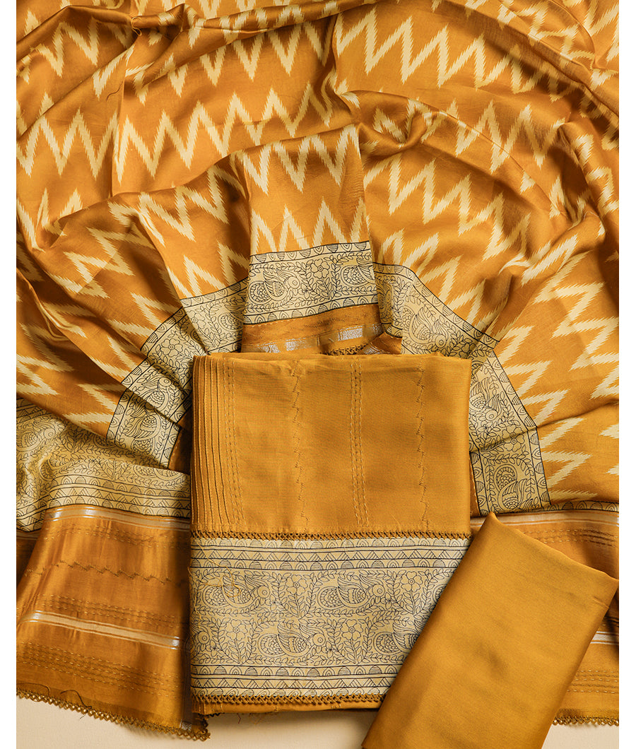 MALAI SILK CHANDERI PRINTED SUIT SET