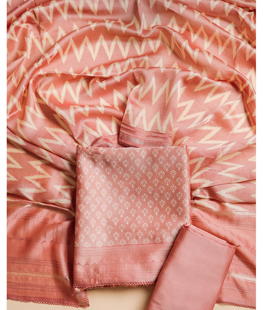 MALAI SILK CHANDERI PRINTED SUIT SET