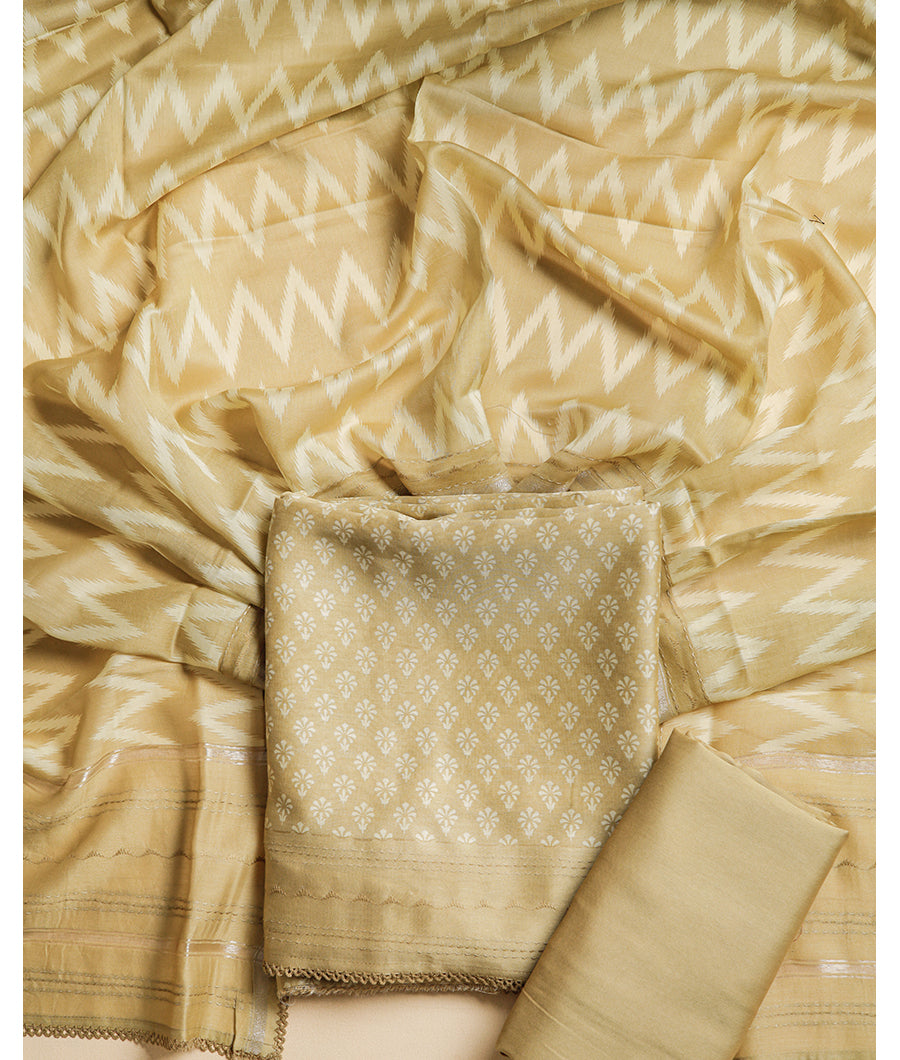 MALAI SILK CHANDERI PRINTED SUIT SET