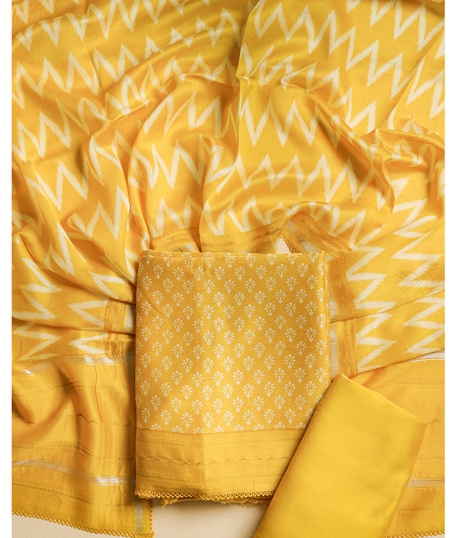 MALAI SILK CHANDERI PRINTED SUIT SET