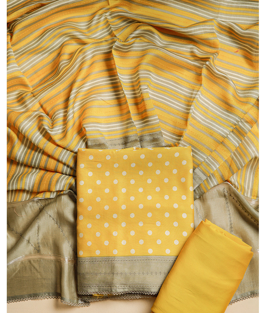 MALAI SILK CHANDERI PRINTED SUIT SET
