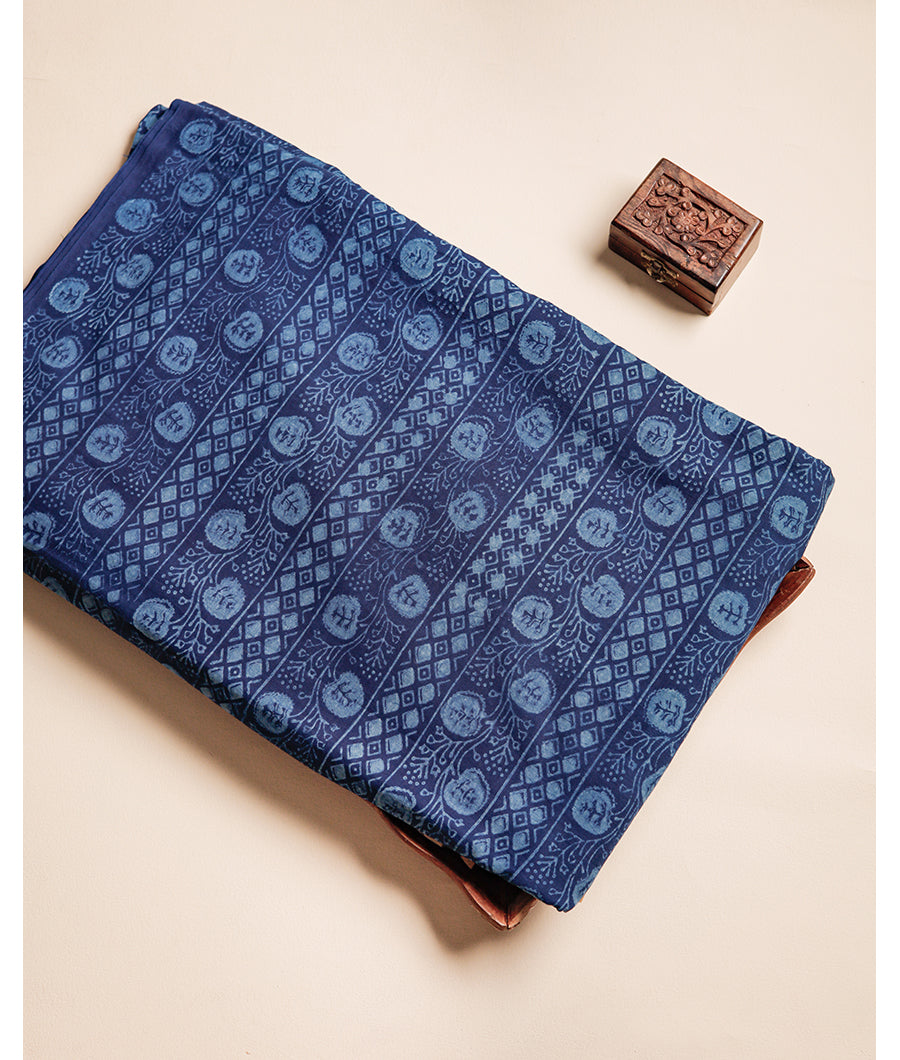 HANDBLOCK INDIGO PRINTED FABRIC
