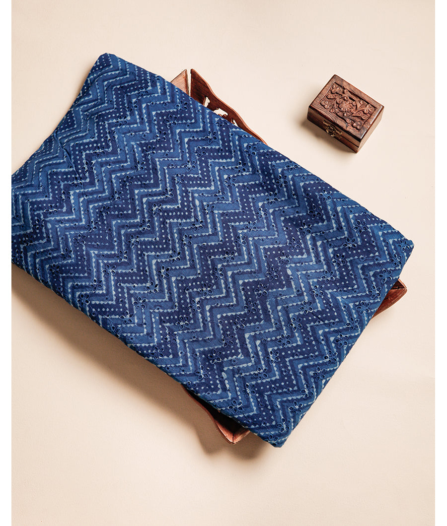 INDIGO HANDBLOCK PRINTED COTTON HAKOBA FABRIC