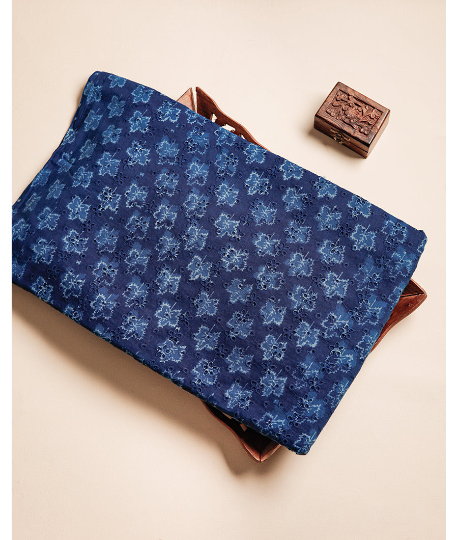INDIGO HANDBLOCK PRINTED COTTON HAKOBA FABRIC