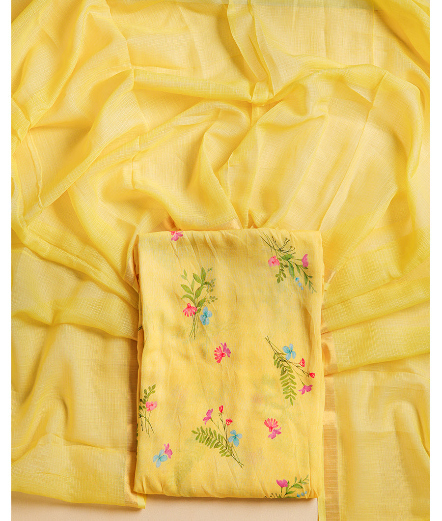 PURE MUL CHANDERI PRINTED TOP WITH KOTA DUPATTA SUIT SET