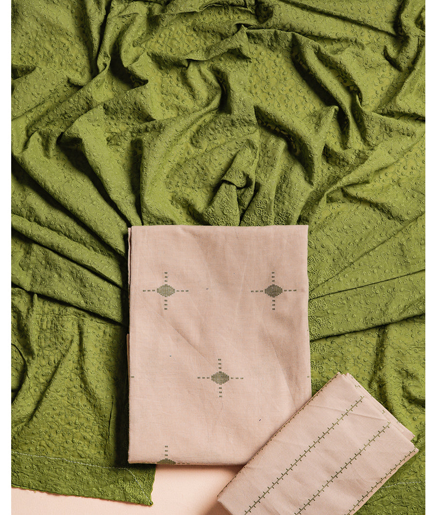 COTTON WOVEN SUIT SET WITH EMBROIDERY COTTON DUPATTA