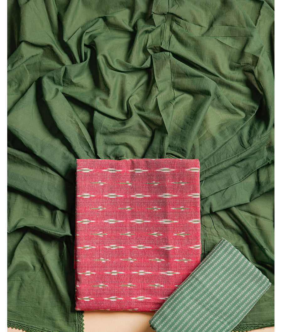 COTTON WOVEN SUIT SET WITH EMBROIDERY COTTON DUPATTA
