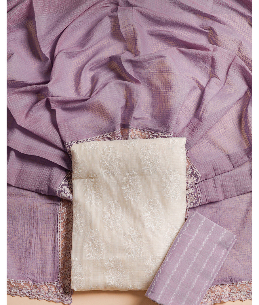 COTTON WOVEN SUIT SET WITH EMBROIDERY COTTON DUPATTA