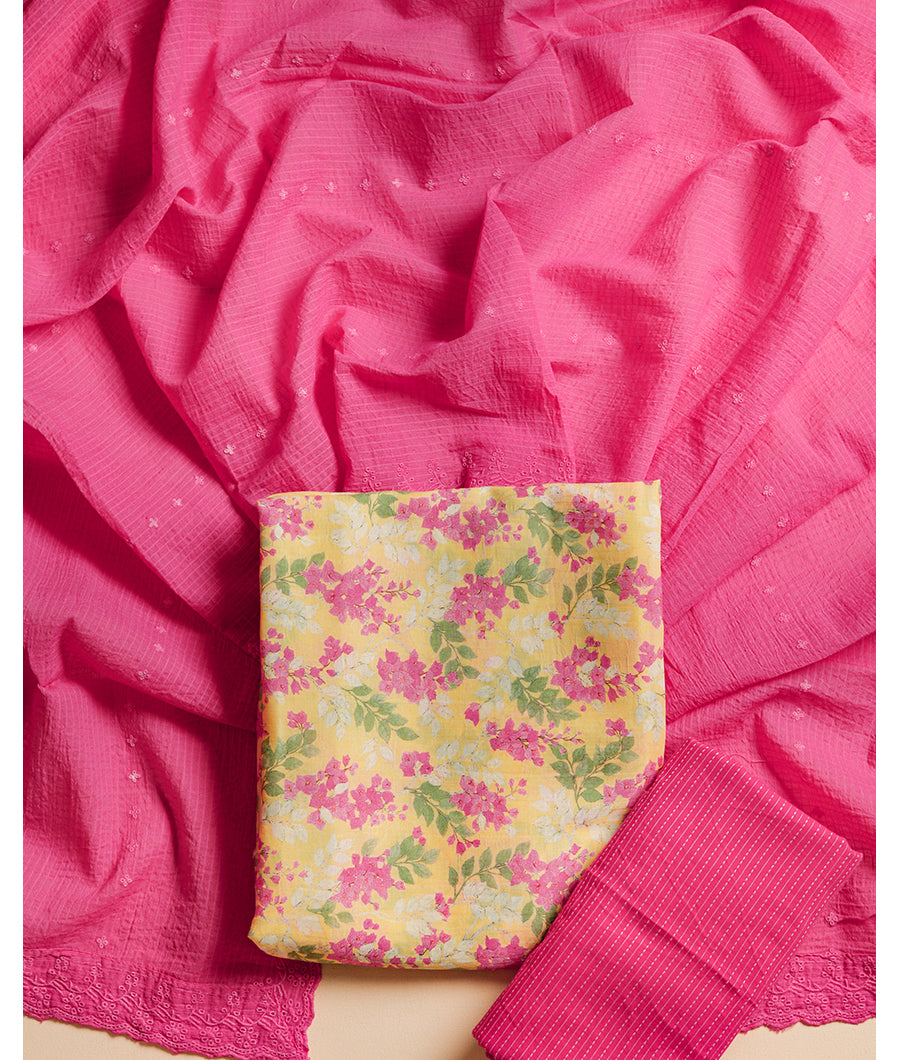 COTTON WOVEN SUIT SET WITH EMBROIDERY COTTON DUPATTA