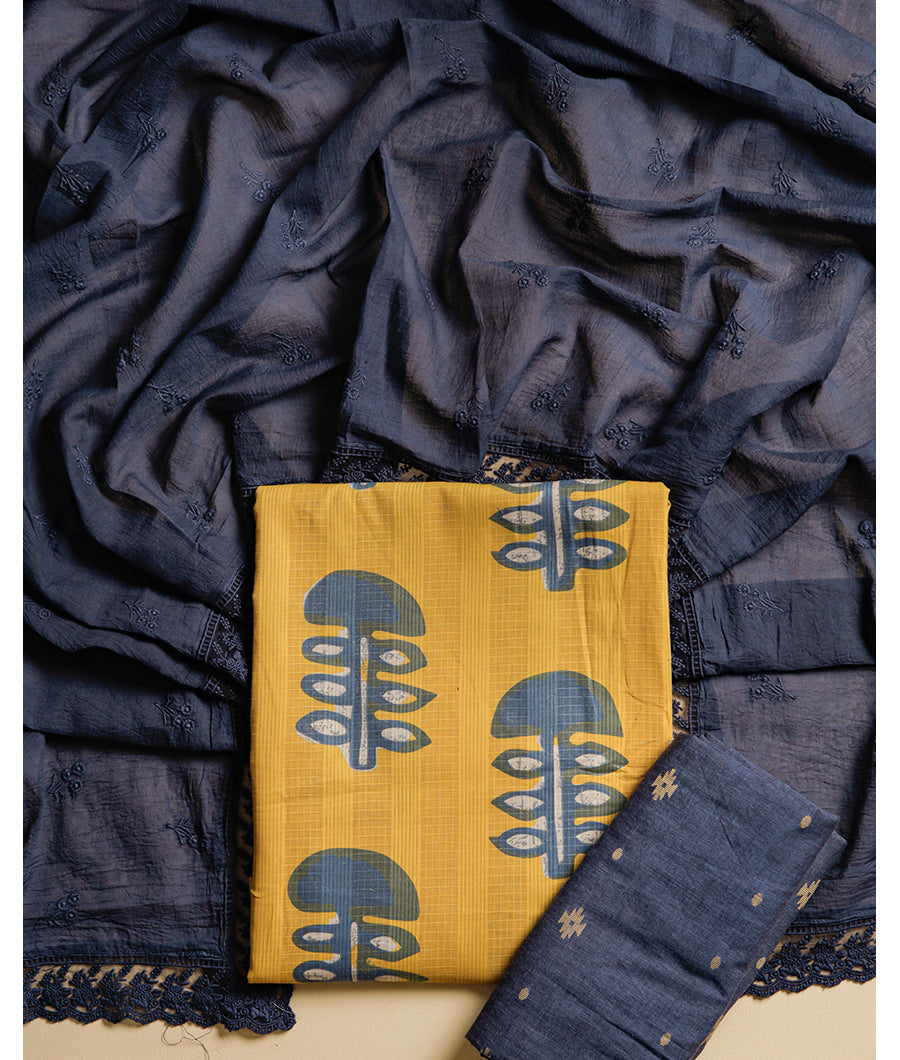 COTTON WOVEN SUIT SET WITH EMBROIDERY COTTON DUPATTA