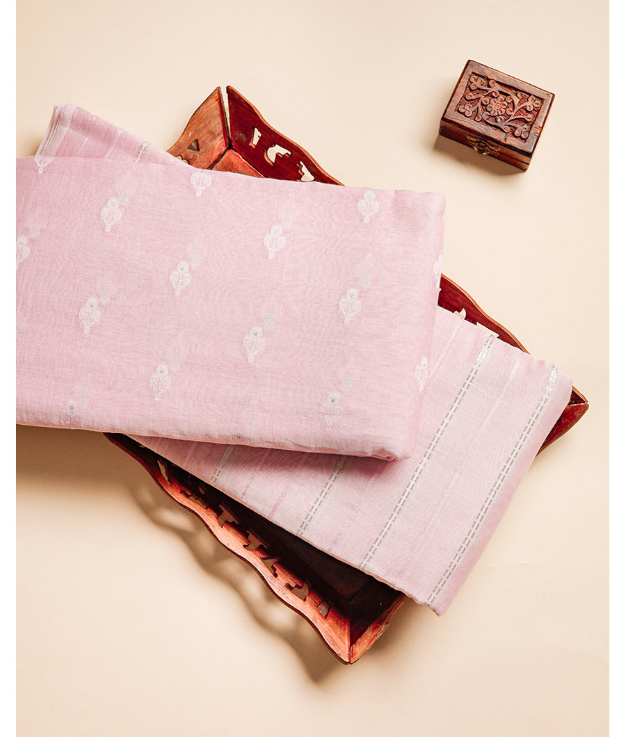 PURE MUL CHANDERI SELF JACQUARD FABRIC