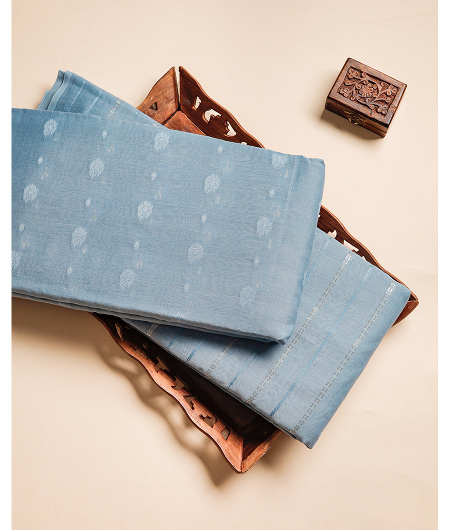 PURE MUL CHANDERI SELF JACQUARD FABRIC