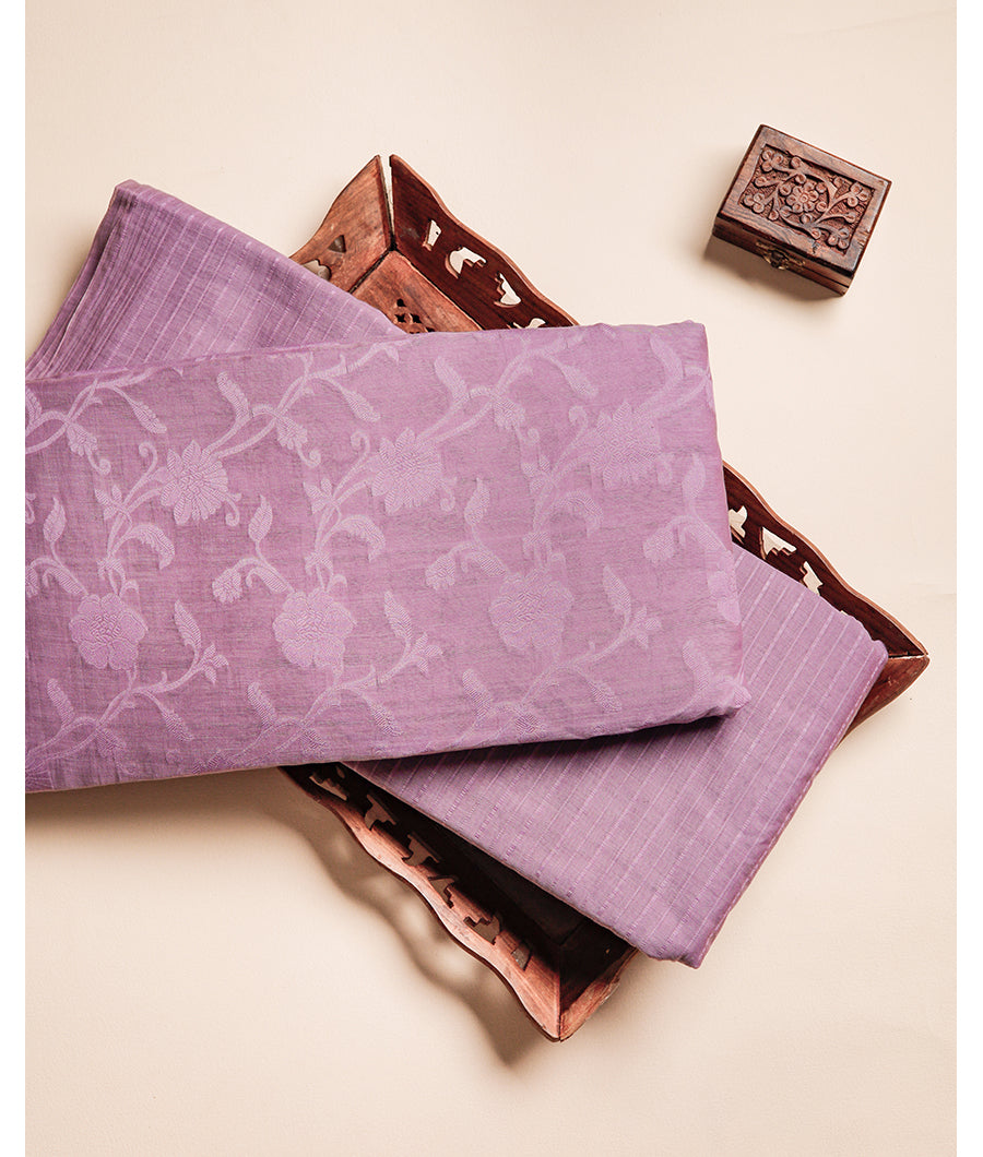 PURE MUL CHANDERI SELF JACQUARD FABRIC