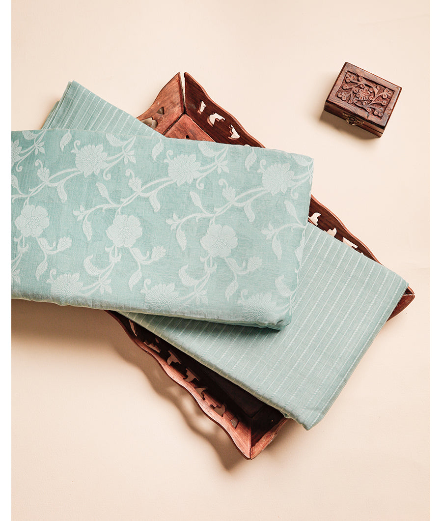 PURE MUL CHANDERI SELF JACQUARD FABRIC
