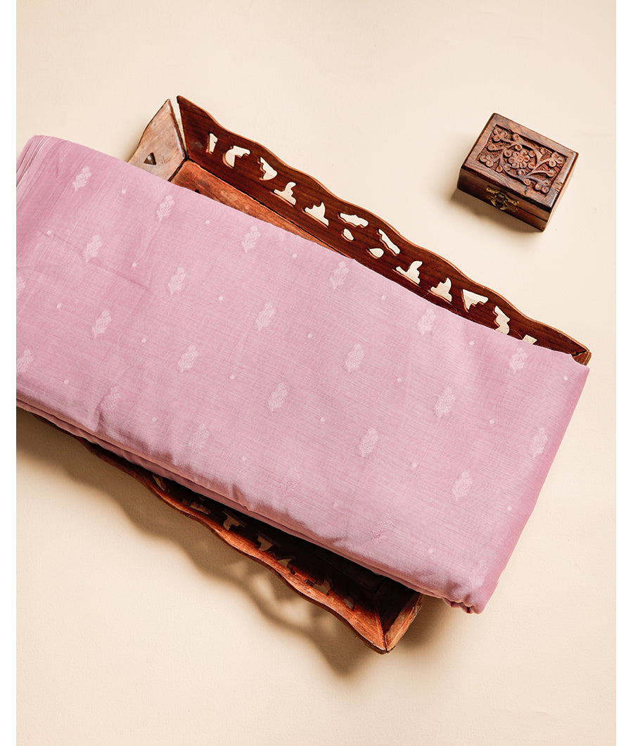 PURE MUL CHANDERI SELF JACQUARD FABRIC