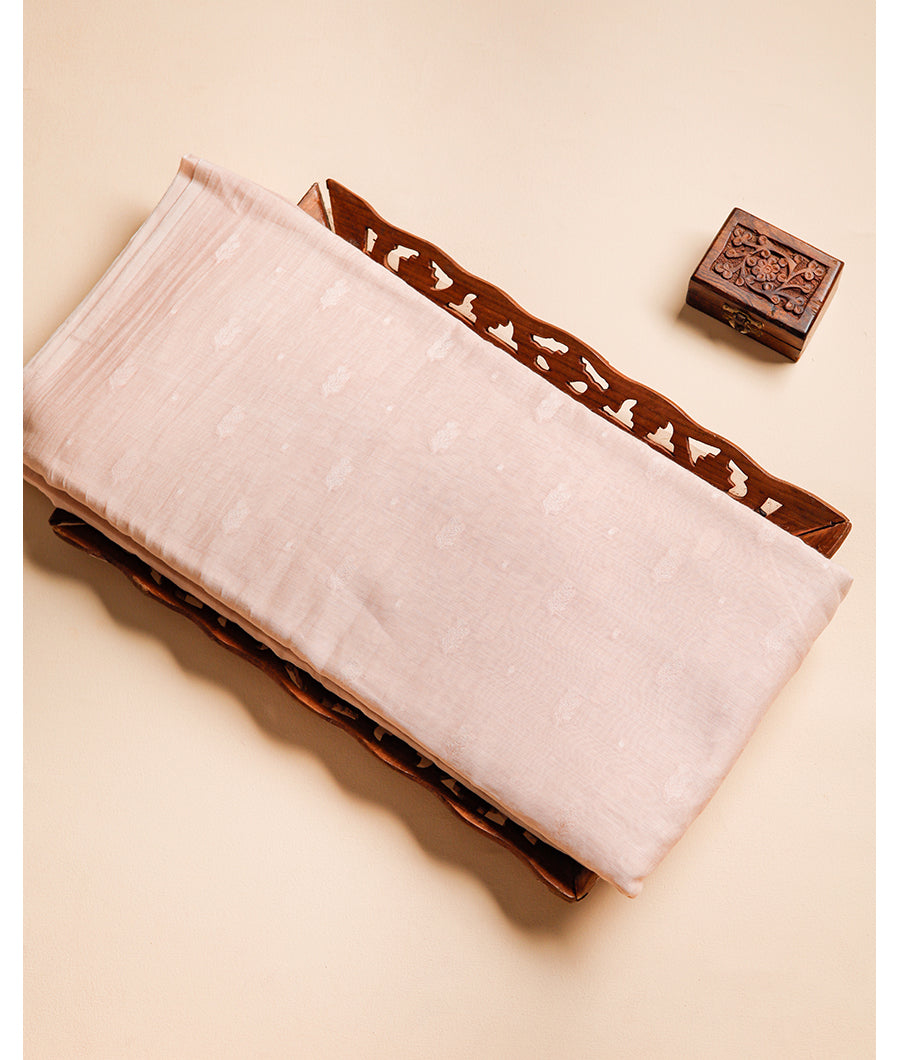 PURE MUL CHANDERI SELF JACQUARD FABRIC