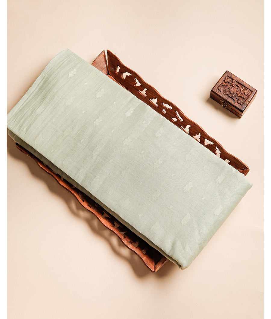 PURE MUL CHANDERI SELF JACQUARD FABRIC
