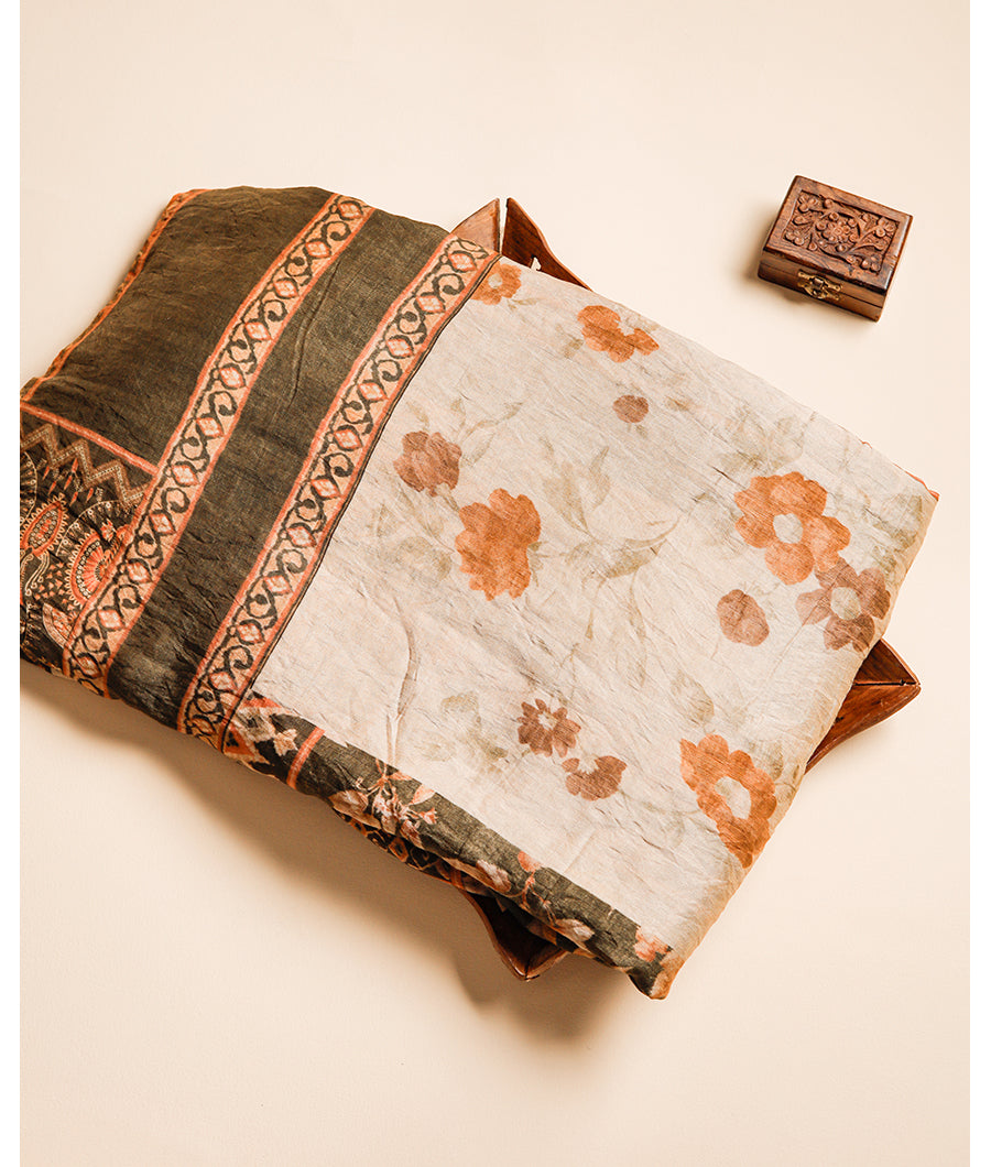 MOGRA CHANDERI PATCH PRINT FABRIC