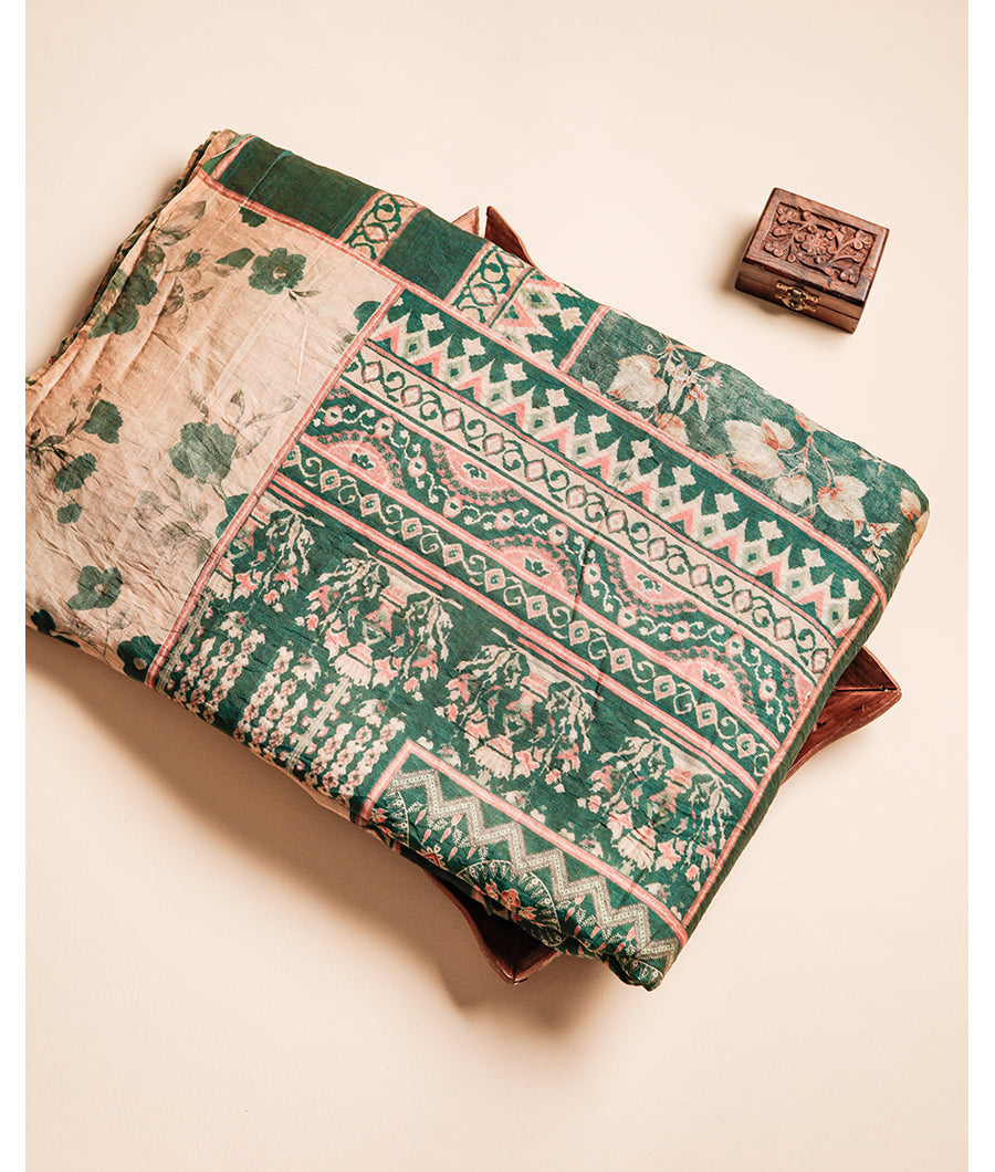 MOGRA CHANDERI PATCH PRINT FABRIC