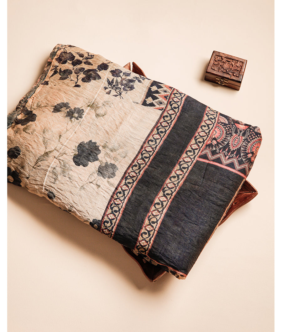 MOGRA CHANDERI PATCH PRINT FABRIC