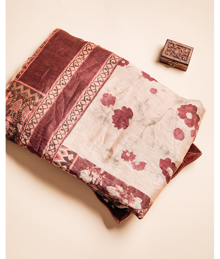 MOGRA CHANDERI PATCH PRINT FABRIC